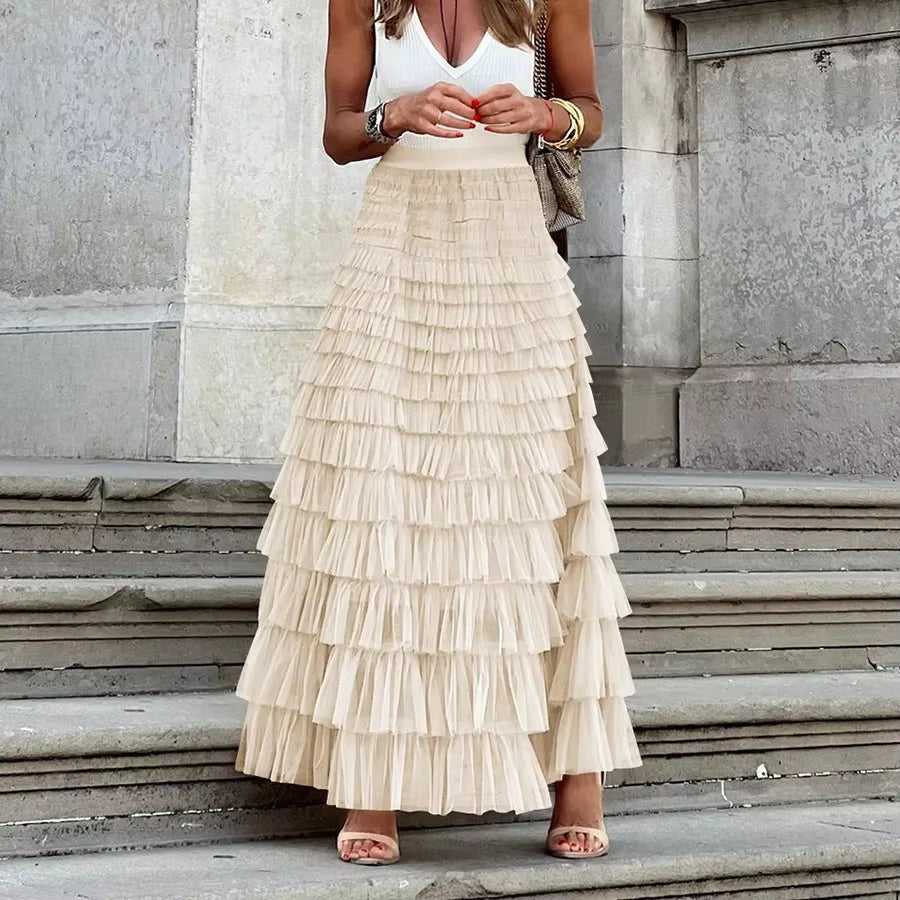 Women Skirts Y2K Cake Skirt a Line Tight High Waist Long Elegant Slim Fit Maxi Party Elegant Casual Temperament Summer 2024