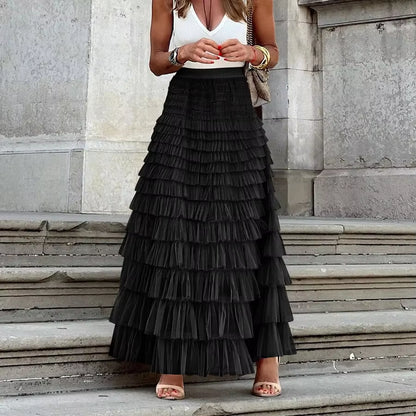 Women Skirts Y2K Cake Skirt a Line Tight High Waist Long Elegant Slim Fit Maxi Party Elegant Casual Temperament Summer 2024