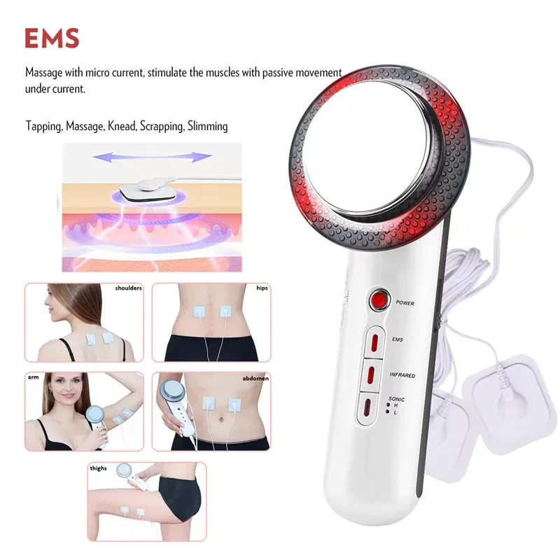 3 in 1 Cavitation Ultrasonic Machine Weight Loss Microcurrent EMS Body Slimming Massager Fat Burner Cream Gel
