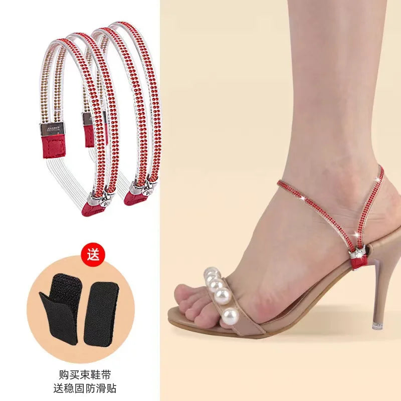 Women Shoelaces Free Triangle Bundle High Heels Adjustable Shoe Belt Ankle Holding Loose Anti-Skid Bundle Laces Tie Straps Band