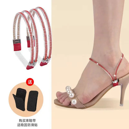 Women Shoelaces Free Triangle Bundle High Heels Adjustable Shoe Belt Ankle Holding Loose Anti-Skid Bundle Laces Tie Straps Band