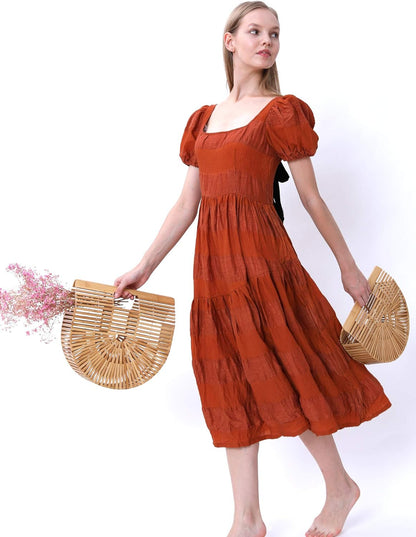 Womens Bamboo Handbag Handmade Large Tote Bag Straw Beach Bags Beach Purse Size