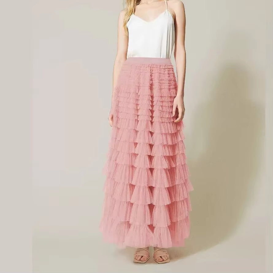 Women Skirts Y2K Cake Skirt a Line Tight High Waist Long Elegant Slim Fit Maxi Party Elegant Casual Temperament Summer 2024
