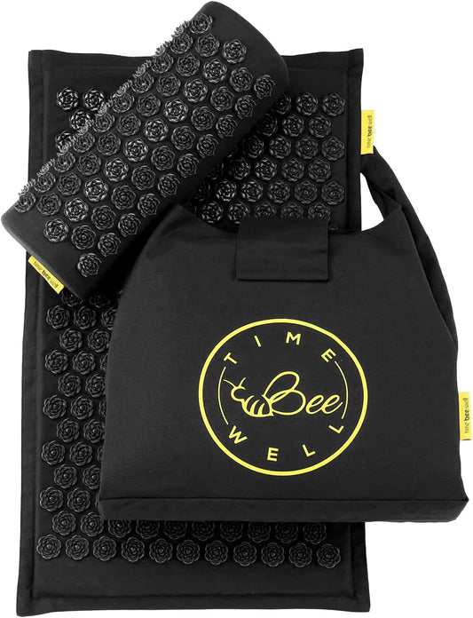 Acupressure Mat and Pillow Set | Acupuncture Mat for Back and Neck Pain Relief | Pranamat Inspired Accupressure Mats for Stress, Sciatic Pain, Feet Massage | Eco-Friendly Travel Bag Included