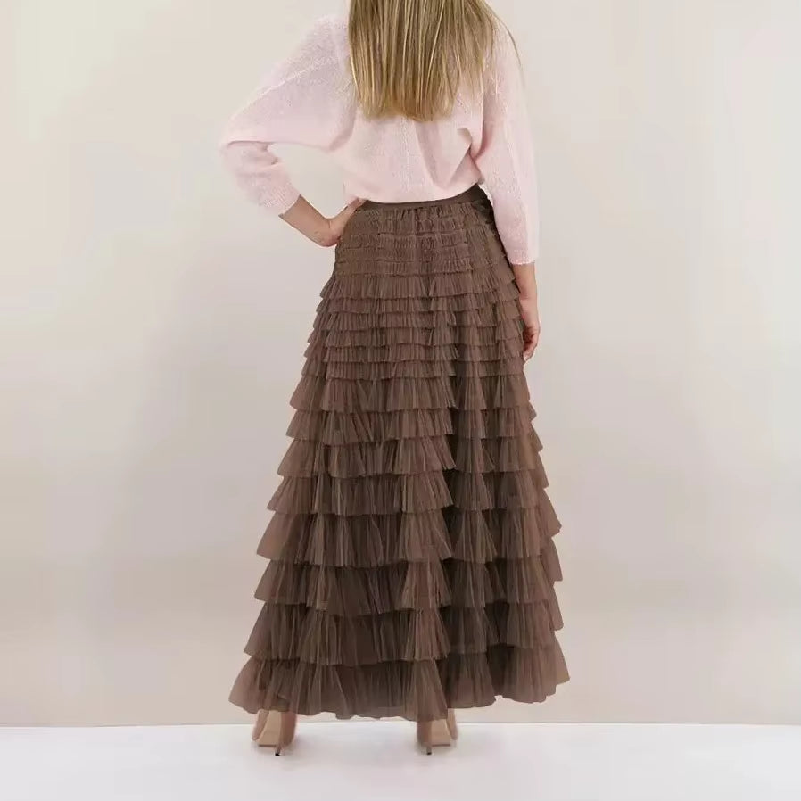 Women Skirts Y2K Cake Skirt a Line Tight High Waist Long Elegant Slim Fit Maxi Party Elegant Casual Temperament Summer 2024