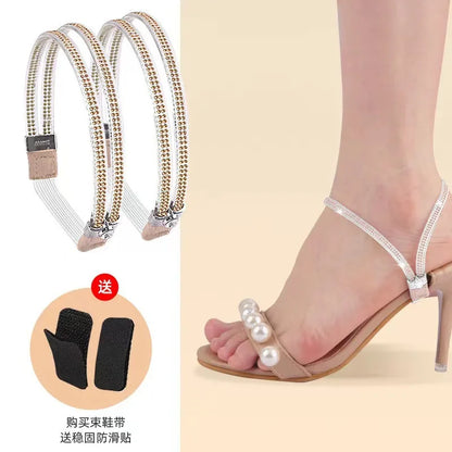 Women Shoelaces Free Triangle Bundle High Heels Adjustable Shoe Belt Ankle Holding Loose Anti-Skid Bundle Laces Tie Straps Band