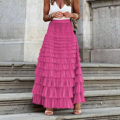 Women Skirts Y2K Cake Skirt a Line Tight High Waist Long Elegant Slim Fit Maxi Party Elegant Casual Temperament Summer 2024