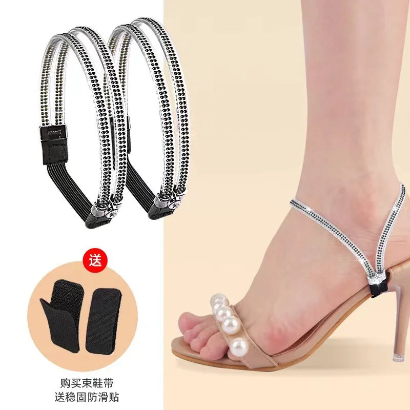 Women Shoelaces Free Triangle Bundle High Heels Adjustable Shoe Belt Ankle Holding Loose Anti-Skid Bundle Laces Tie Straps Band