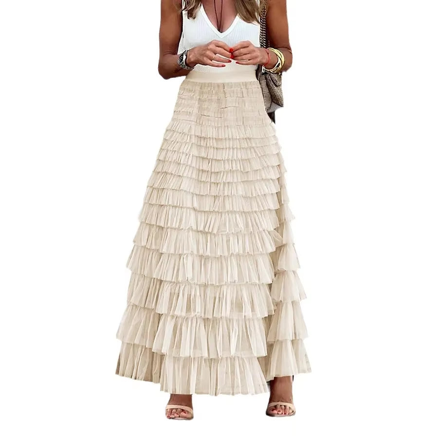 Women Skirts Y2K Cake Skirt a Line Tight High Waist Long Elegant Slim Fit Maxi Party Elegant Casual Temperament Summer 2024